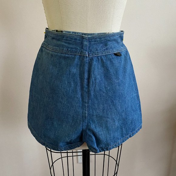 Vintage High Waist Denim Shorts With Zippers - Picture 4 of 6